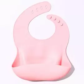 Нагрудник для кормления детский, силиконовый, с карманом, розовый