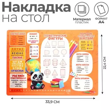 Накладка на стол пластиковая а4 (339 х 224 мм) 500 мкм, обучающая, кн-4