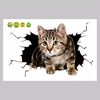 Наклейка 3д интерьерная котик 30*20см