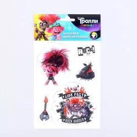 Наклейки гелевые тролли, диз. rock