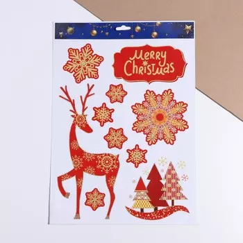 Наклейки новогодние на окна merry christmas, 29 х 41 см