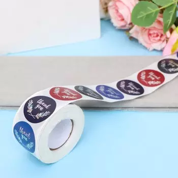 Наклейки в рулоне thank you, голография,500 шт.,3.83.8 см