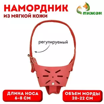 Намордник регулируемый из мягкой кожи, размер № 3, дн 6-8 см, ом 20-22 см, коричневый
