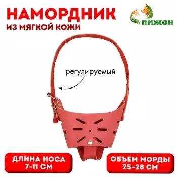 Намордник регулируемый из мягкой кожи, размер № 5, дн 7-11 см, ом 25-28 см, коричневый