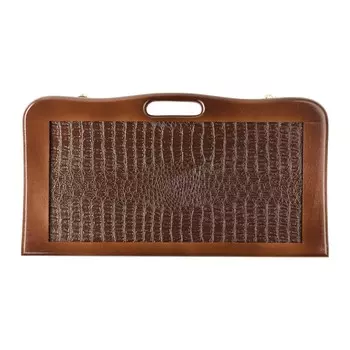 Нарды деревянные большие, настольная игра, 55 х 55 см, кожа, с ручкой, крокодил, коричневый