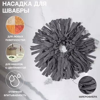 Насадка для швабры с отжимом - центрифугой, кольцо 16 см, серая