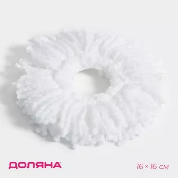 Насадка для швабры с отжимом - центрифугой доляна, длина нитей 10 см, белая