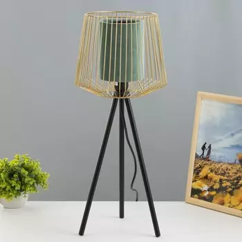 Настольная лампа 42872/1gr е27 40вт зеленый золото 24х24х57см risalux