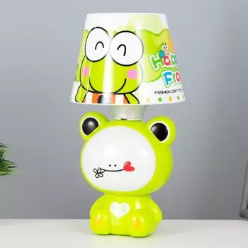Настольная лампа лягуха e14 15вт бело-зеленый 13х13х25 см risalux