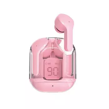 Наушники беспроводные air31, tws, вакуумные, bluetooth 5.0, 45/230 мач, шумоподавление, розовые в прозрачном кейсе