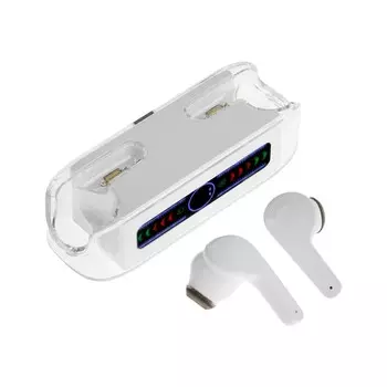 Наушники беспроводные km12, tws, вкладыши, bluetooth 5.0, 30/200 мач, белые в прозрачном кейсе