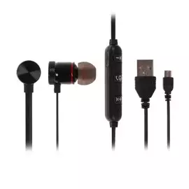 Наушники спортивные беспроводные, магнитные, luazon vbt 1.6, вакуумные, bluetooth 4.1, с микрофоном, 90 мач, металлический корпус, черные