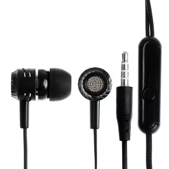 Наушники cb-52, проводные, вакуумные, микрофон, jack 3.5 мм, кабель 1 м, черные