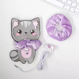 Наушники и резинка для волос на открытке