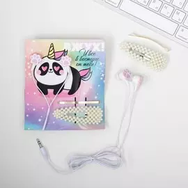 Наушники и заколки для волос на открытке