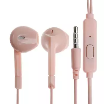 Наушники r-2, проводные, вкладыши, микрофон, jack 3.5 мм, кабель 1 м, красные