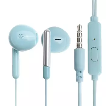 Наушники r-8, проводные, вкладыши, микрофон, jack 3.5 мм, кабель 1 м, голубые