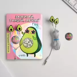 Наушники вакуумные и значок