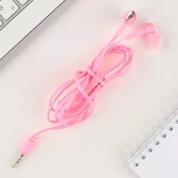 Наушники вакуумные со стразами, розовые