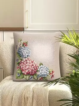 Наволочка "Гортензия льняной фон", 45х45 см