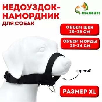 Недоуздок-намордник для собак строгий, размер xl, оm 23-34 см, ош 20-28 см, черный