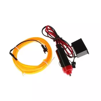 Неоновая нить cartage для подсветки салона, адаптер питания 12 в, 2 м, желтый