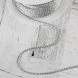 Нить для плетения d = 2 мм, 25 ± 1 м, цвет серебряный