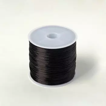 Нить силиконовая (резинка), плоская 1 мм, l=50 м, цвет черный