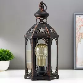 Ночник 16171/1bk+gd led от батареек 3хааа черный с золотой патиной 18х16х41 см