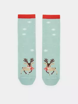 Носки детские эвкалиптовые с узором в виде оленят