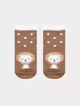 Носки детские бежевые с рисунком в виде льва