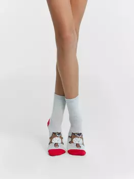 Носки детские серые с рисунком в виде забавного сурка