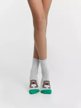 Носки детские серые с рисунком в виде сурка