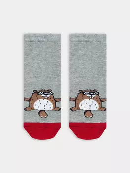 Носки детские серые с рисунком в виде сурка