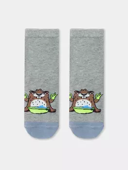 Носки детские серые с рисунком в виде сурка