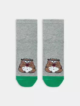 Носки детские серые с рисунком в виде сурка
