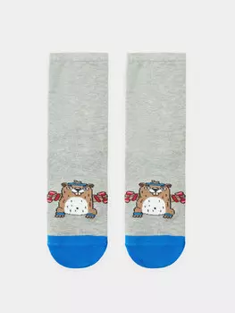 Носки детские серые с рисунком в виде сурка среда