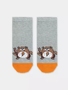 Носки детские серые с рисунком в виде сурка