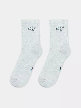 Носки детские серые с рисунком в виде самолета