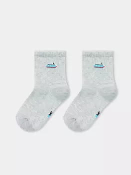 Носки детские серые с рисунком в виде лодки