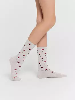 Носки детские серые с узором в виде минни мауса