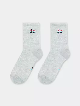 Носки детские светло-серые с рисунком в виде скутера