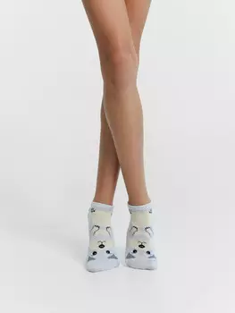 Носки детские светло-серые с в рисунком виде собачки
