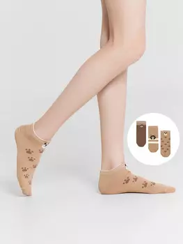 Носки детские в наборе коричневые с узорами, 3 пары