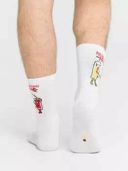Носки мужские белые с надписью drink time