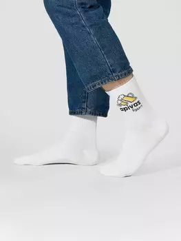 Носки мужские белые с рисунком и надписью