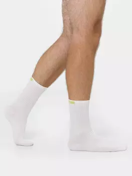 Носки мужские белые с рисунком в виде фисташкового прямоугольника