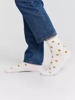 Носки мужские белые со смайликами