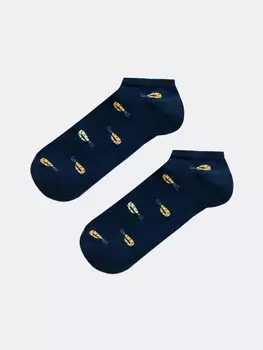Носки мужские короткие темно-синие с рисунком в виде креветок