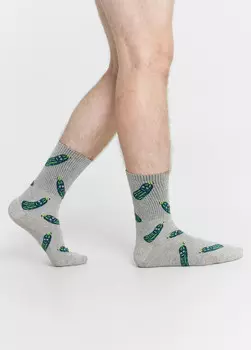 Носки мужские серые с рисунком в виде огурца